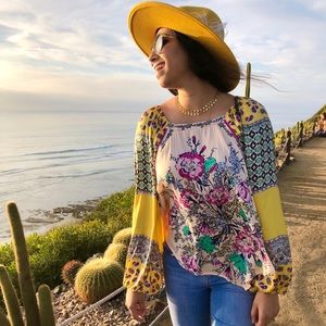 Free People Peach Combo Postiano Top